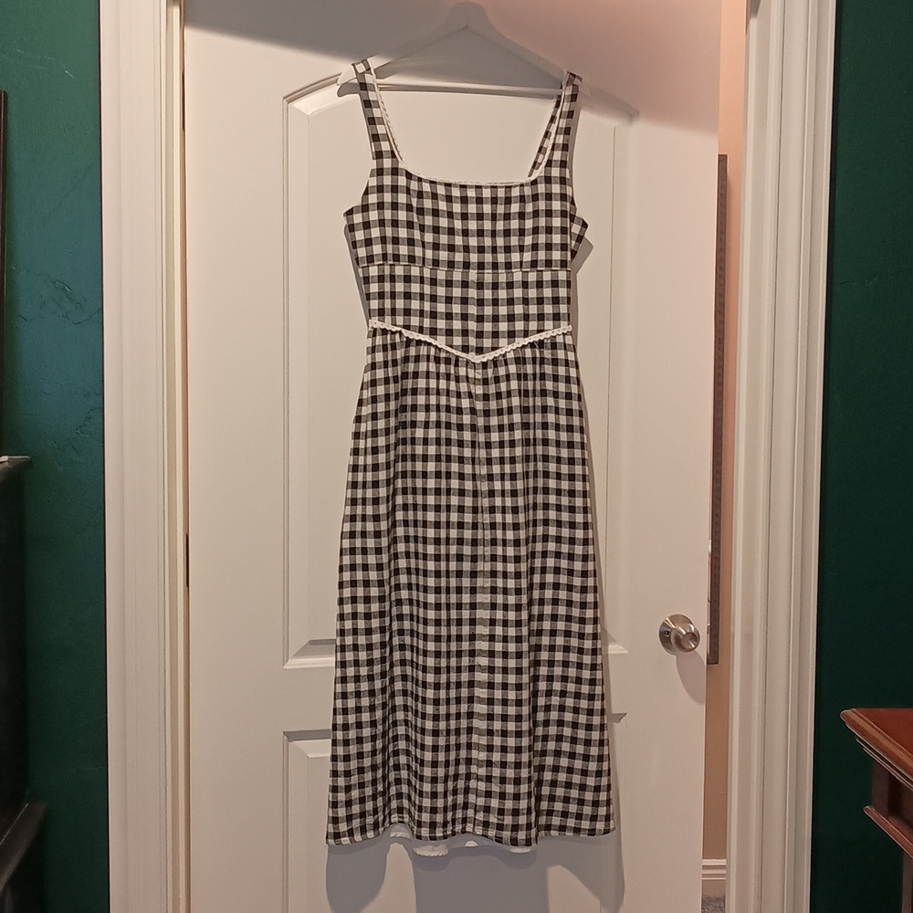 WAFY Styled By COCO Black and White Checkered Midi Dress Large